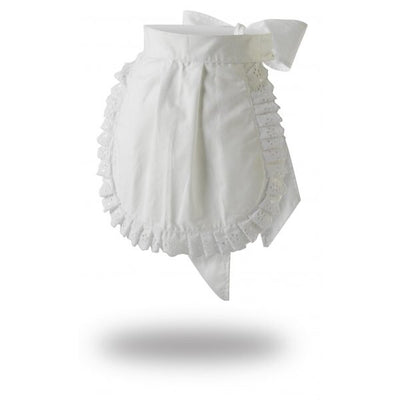 Traditional Waitress Apron Round B A Trim White Cotton