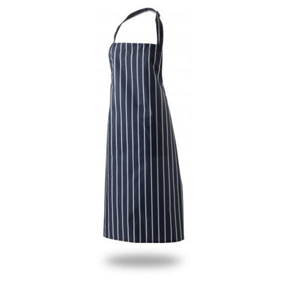 Bib Apron Butchers Stripe 34" X 33" Self Neck Band