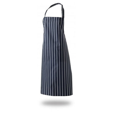Bib Apron Butchers Stripe 34" X 39" Self Neck Band