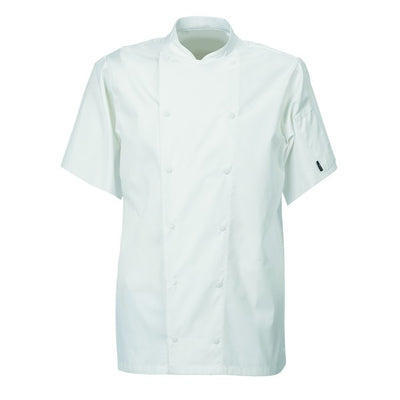 Le Chef De92s Executive Jacket **Short Sleeves** With Capped Studs White