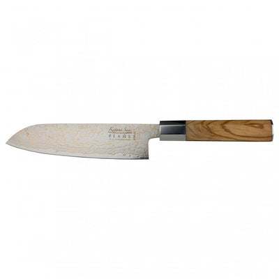 Katana Flame Olive Wood Handled Santoku Knife 18cm (Kfo-02)