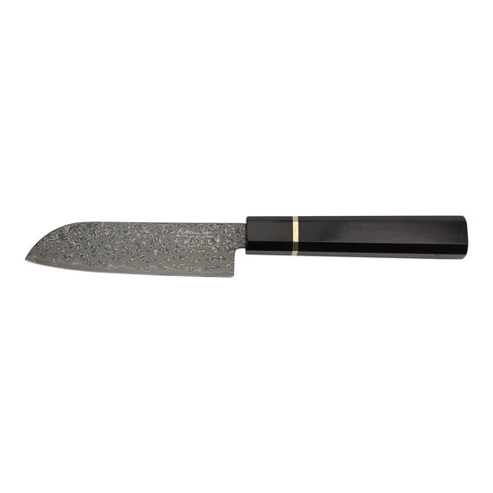 Katana Saya Smoke Ebony Wood Handled Santoku Knife 12cm (Ksm-01)