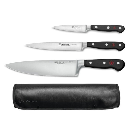 WÜSTHOF Classic 3 Piece Knife Set With Roll