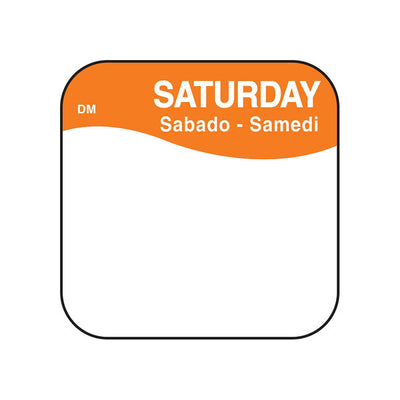 Removable Day Of The Week Label 25mm x 25mm (Roll Of 1000) Saturday/Orange