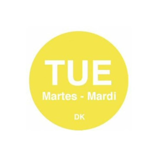 Day Of The Week Labels 20mm Dia (Roll Of 1000) Tuesday/Yellow