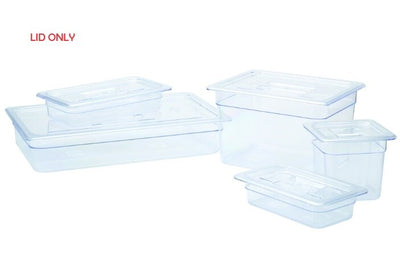 Food Pan Gastronorm Polycarbonate GN1/6 17.6cm X 16.2cm Hard Handled Cover