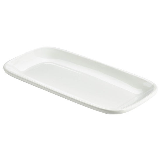Genware Porcelain Rectangular Rounded Edge Plate 29.5cm x 15cm (Box Of 6)