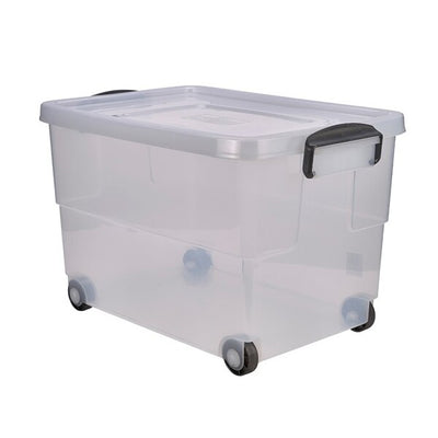 Storage Box 60Ltr With Clip On Handles And Wheels (Pack Of 4)