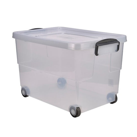 Storage Box 60Ltr With Clip On Handles And Wheels (Pack Of 4)