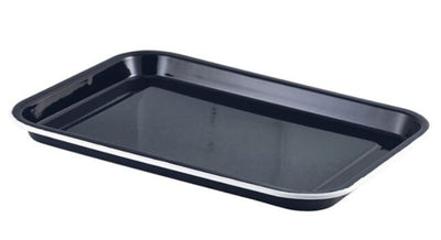 Enamel Serving Tray Black With White Rim 33.5 x 23.5 x 2.2cm (Box Of 6)