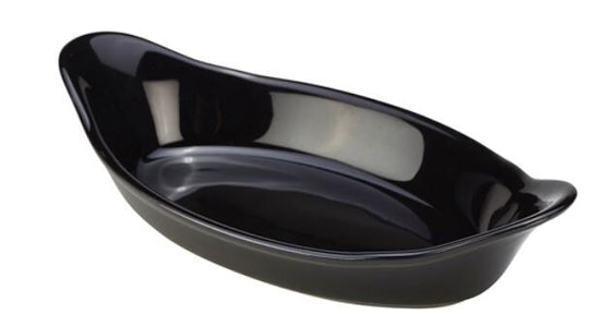 Genware Stoneware Black Oval Eared Dish 22cm (Box Of 4)