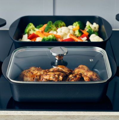Genware Glass Lid For Cast Aluminium Roaster 35 x 22cm