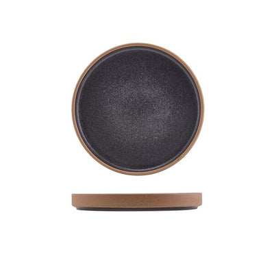 Genware Kava Black Stoneware Raw Wall Presentation Plate 18cm (Box Of 6)