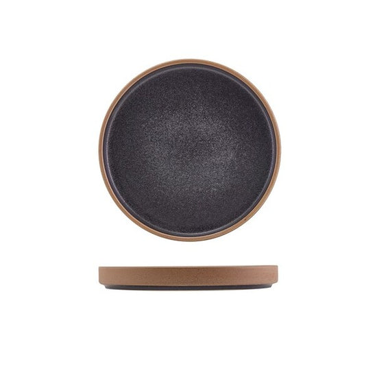 Genware Kava Black Stoneware Raw Wall Presentation Plate 18cm (Box Of 6)
