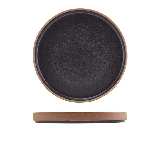 Genware Kava Black Stoneware Raw Wall Presentation Plate 25cm (Box Of 6)