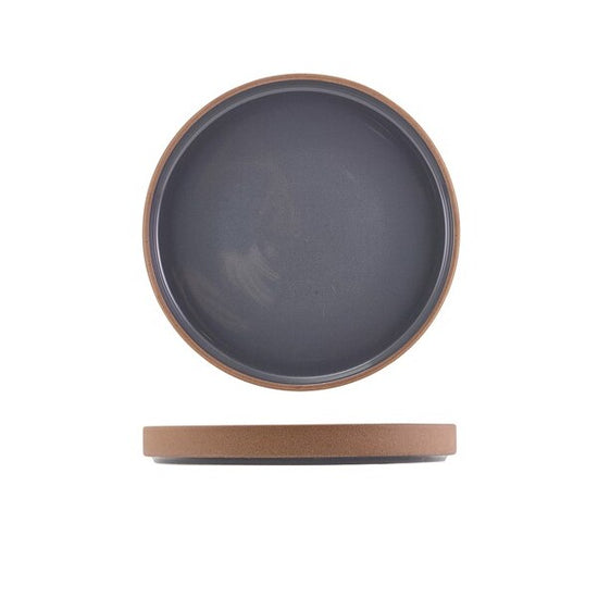 Genware Kava Dark Grey Stoneware Raw Wall Presentation Plate 20cm (Box Of 6)