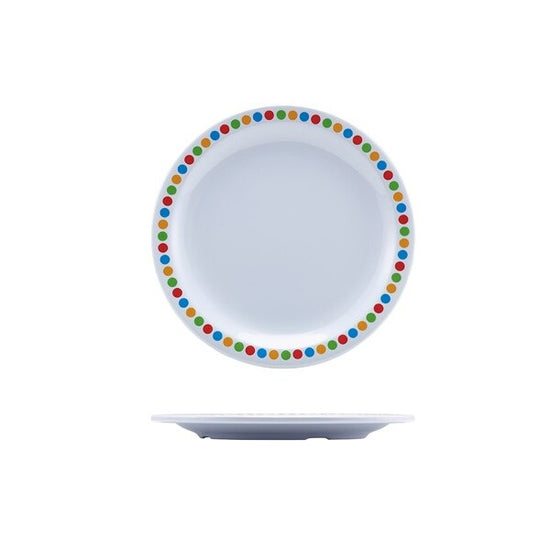 Genware Melamine Plate Coloured Circles 16cm (Box Of 12)