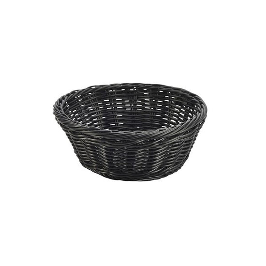 Black Round Polywicker Basket 21cm Dia x 8cm (Box Of 6)