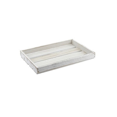 Genware White Wash Wooden Crate 35 x 23 x 4cm