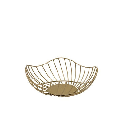 Wire Basket Lotus Leaf Gold 28.5 x 10cm