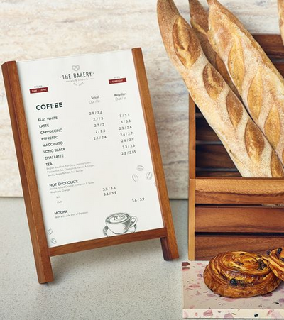 Genware Acacia Wood A4 Menu Holder 23cm x 34.5cm x 4cm