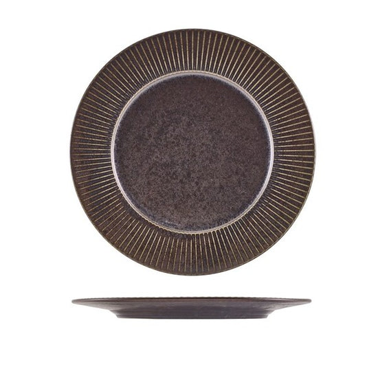 Terra Porcelain Fluted Winged Plate 29cm Black (Box Of 6)