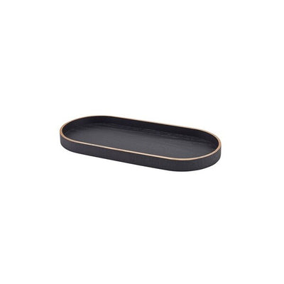 Genware Oval Black Wood Veneer Tray 35 x 16.5cm