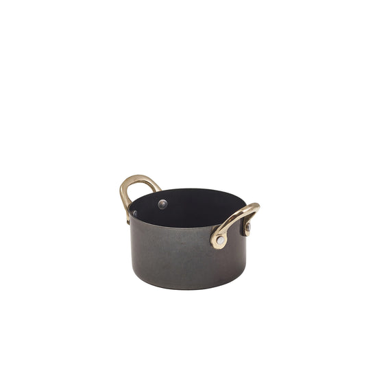 Genware Black Vintage Steel Mini Casserole Dish 9 x 5.25cm (Box Of 6)