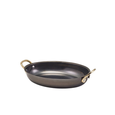 Genware Black Vintage Steel Oval Dish 20.75 x 15.75cm (Box Of 6)