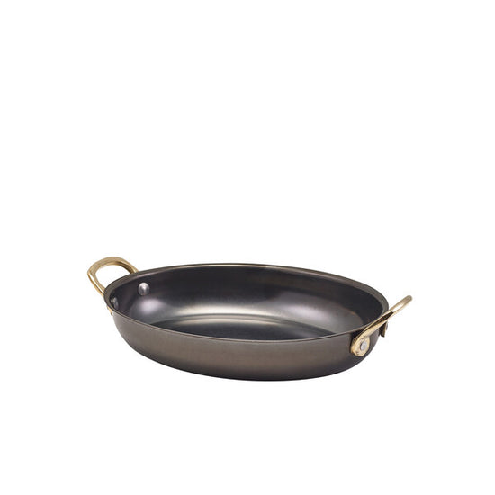 Genware Black Vintage Steel Oval Dish 20.75 x 15.75cm (Box Of 6)