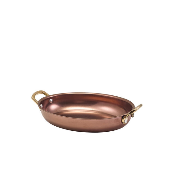 Genware Copper Vintage Steel Oval Dish 20.75 x 15.75cm (Box Of 6)
