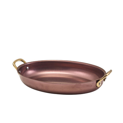 Genware Copper Vintage Steel Oval Dish 24.5 x 17.5cm (Box Of 6)