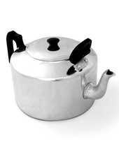 Tea Pot Aluminium Black Plastic Handle 6pt