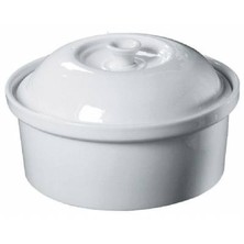 Genware Porcelain Round Casserole Dish &amp; Lid 1.5ltr (Box Of 4)