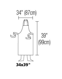 Bib Apron  Butchers Stripe 34" X 39" Self Neck Band