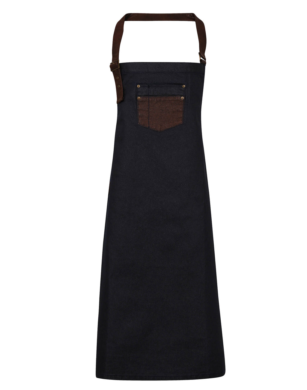 Waxed Look Bib Apron With Faux Leather Ties And Neckband 28" X 34"
