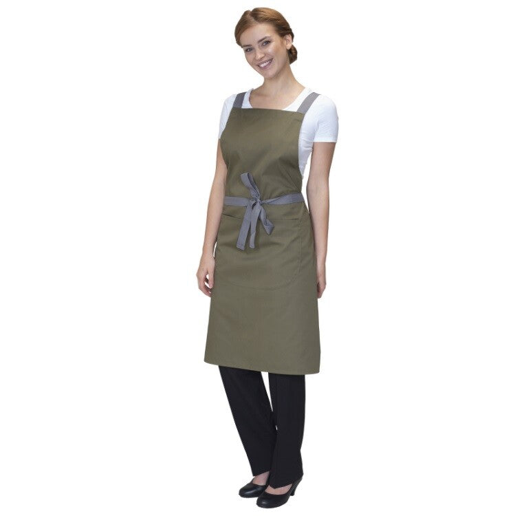 Cross Over Back Bib Apron Poly/Cotton Dp130