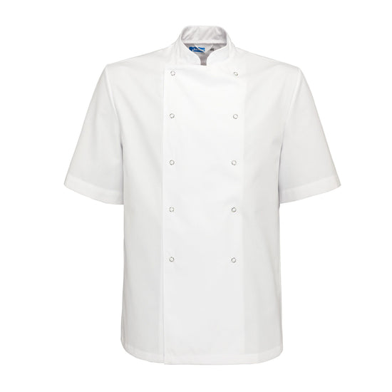 De Berkel Cuisine Chefs Jacket **Short Sleeves** Poly/Cotton Press Stud Buttons