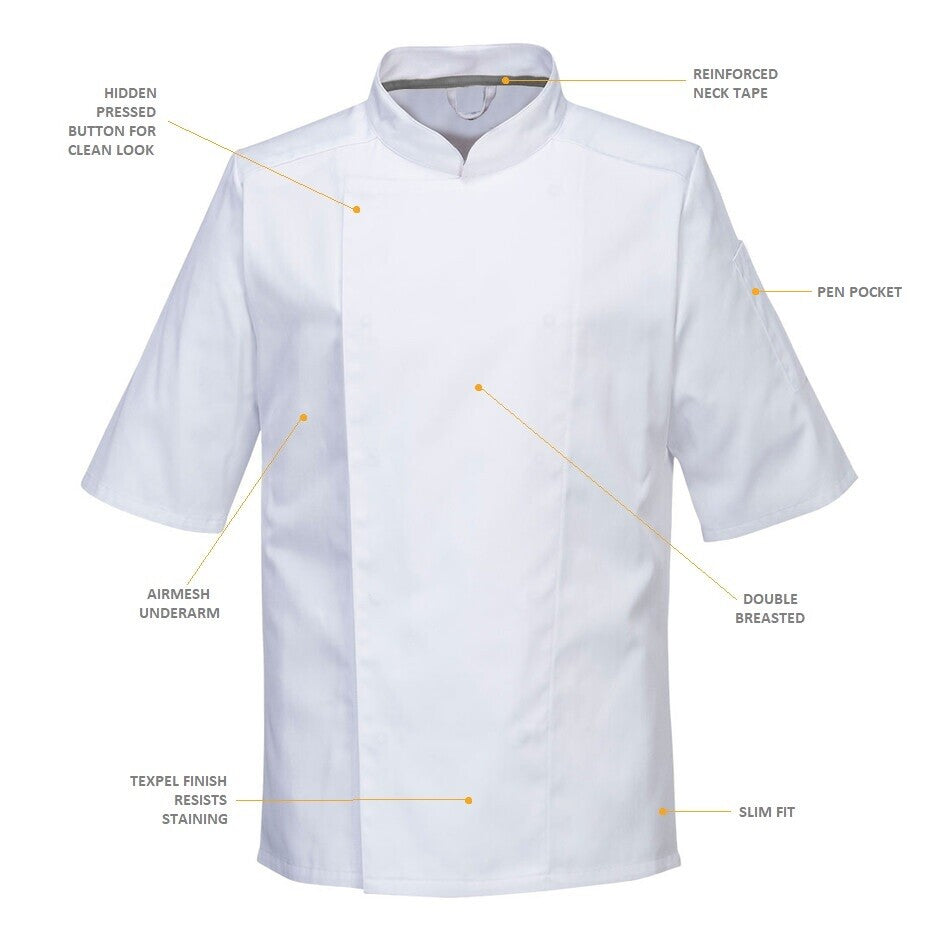 Airback Pro Chefs Jacket **Short Sleeves** White