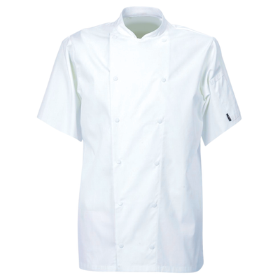 Le Chef De92s Executive Jacket **Short Sleeves** With Capped Studs White
