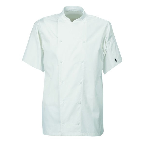 Le Chef De92s Executive Jacket **Short Sleeves** With Capped Studs White
