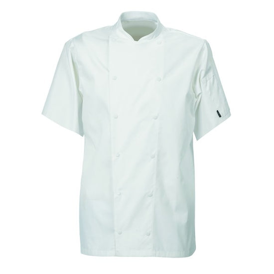 Le Chef De92s Executive Jacket **Short Sleeves** With Capped Studs White
