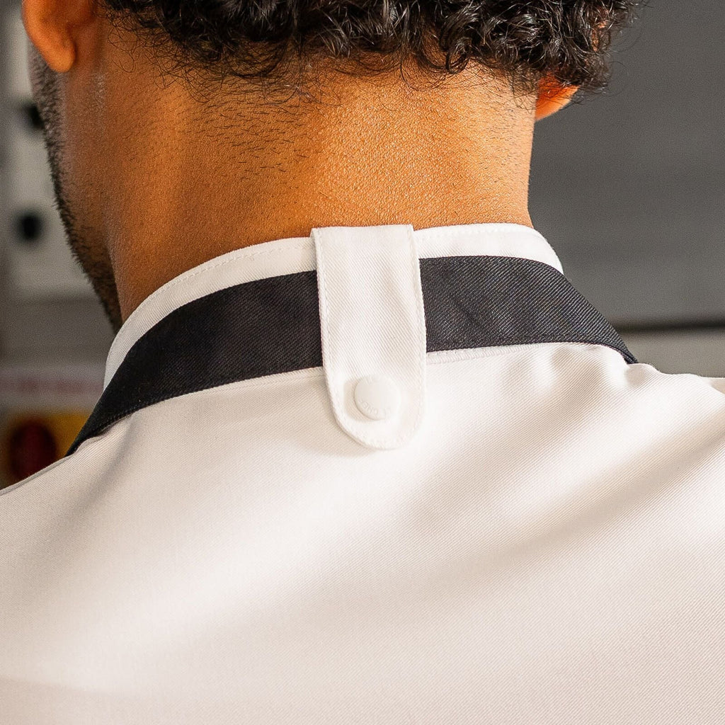 Le Chef De92s Executive Jacket **Short Sleeves** With Capped Studs White