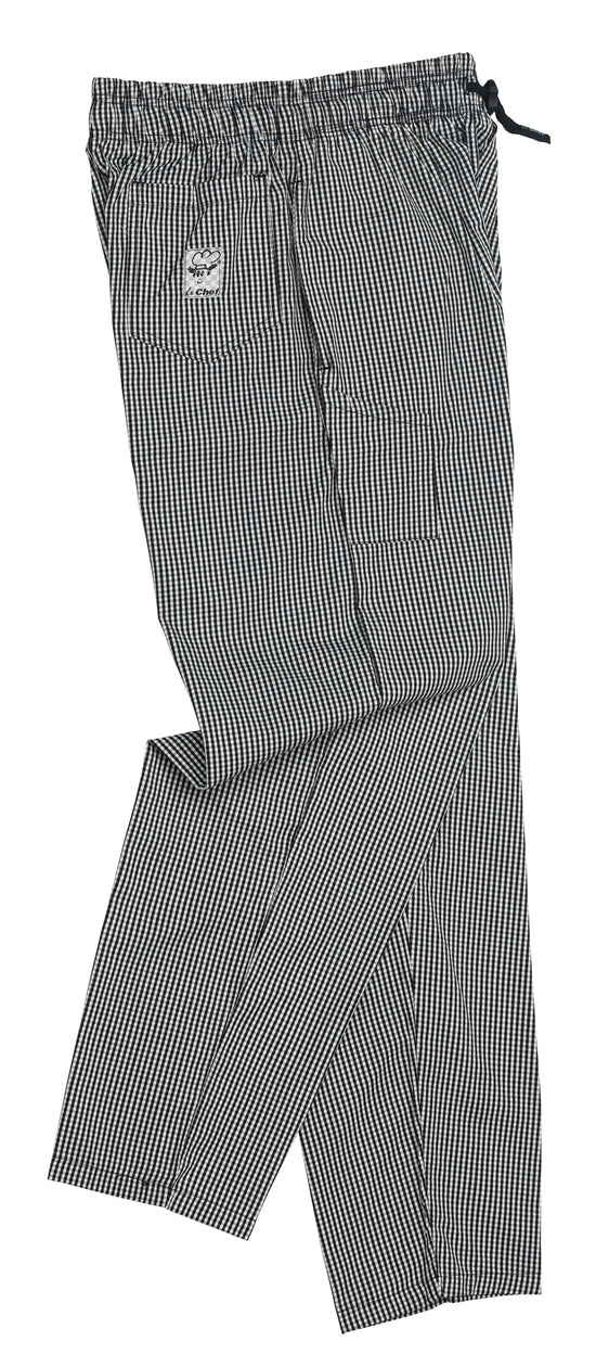 Le Chef Df54j Black & White Small Check Pants Poly/Cotton