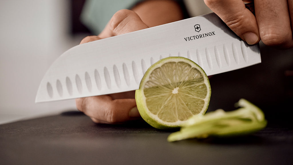 Victorinox Wooden Handle Santoku Knife Fluted 17cm