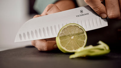 Victorinox Wooden Handle Santoku Knife Fluted 17cm