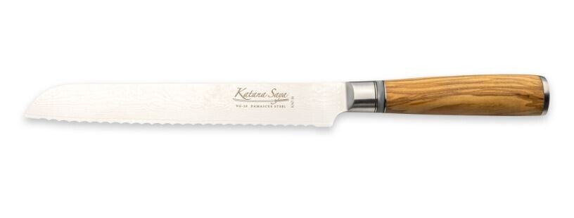Katana Saya Olive Wood Handled Bread Knife 20cm (Kso-16)