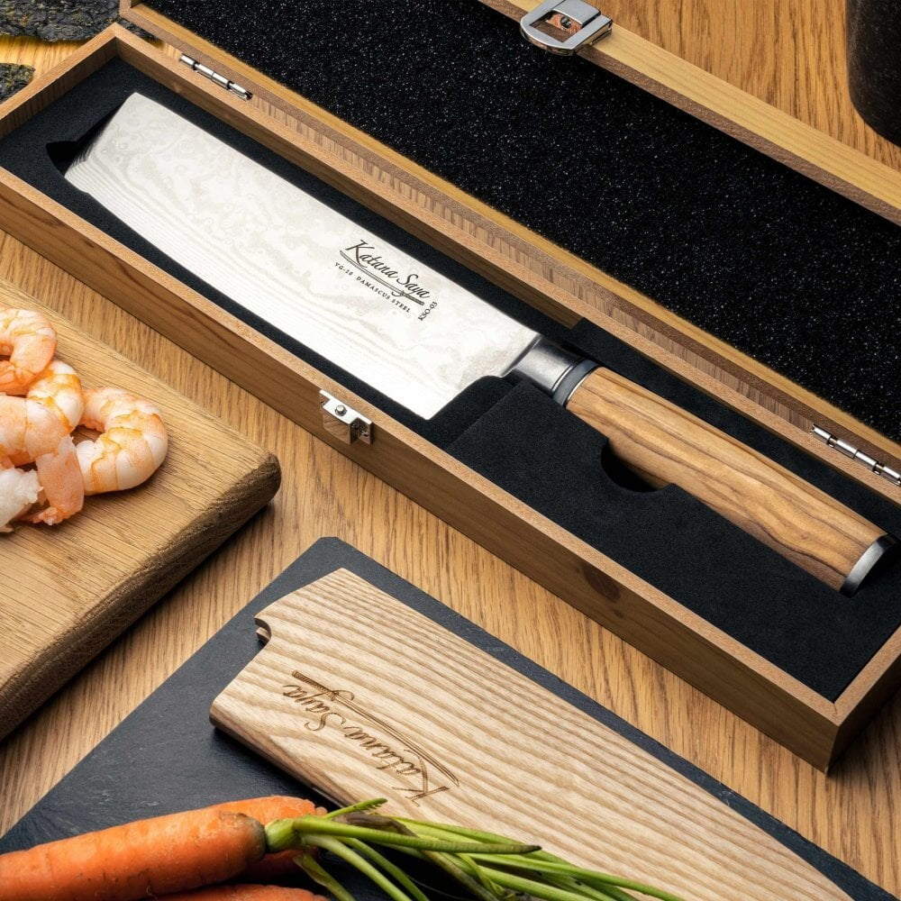 Katana Saya Olive Wood Handled Nakiri Knife 18cm (Kso-03)