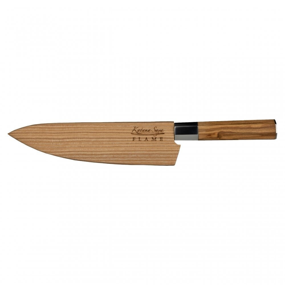 Katana Flame Olive Wood Handled Chefs Knife 20cm (Kfo-17)