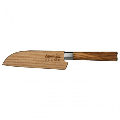 Katana Flame Olive Wood Handled Santoku Knife 12cm (Kfo-01)